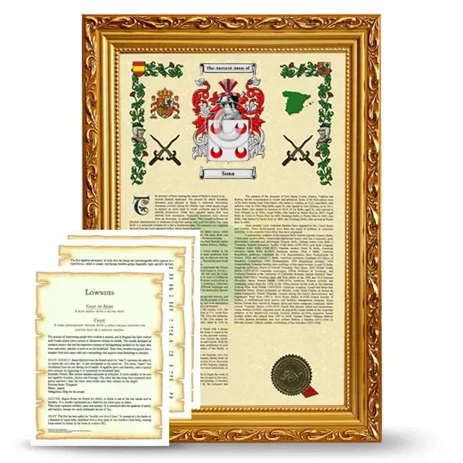 Sosa Framed Armorial History and Symbolism - Gold