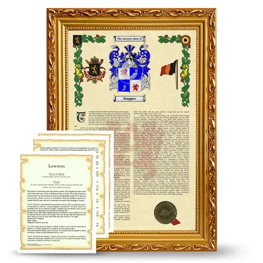 Stapper Framed Armorial History and Symbolism - Gold