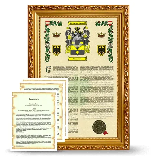 Sutterer Framed Armorial History and Symbolism - Gold