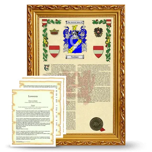 Taubner Framed Armorial History and Symbolism - Gold