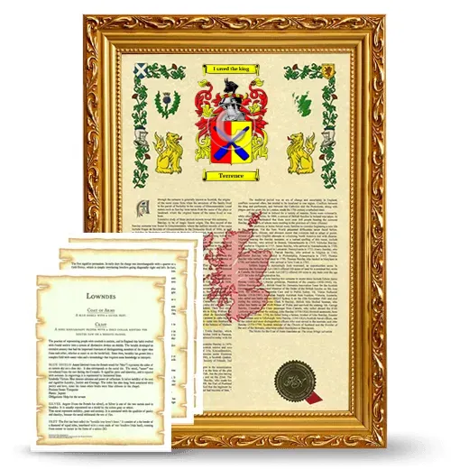 Terrence Framed Armorial History and Symbolism - Gold