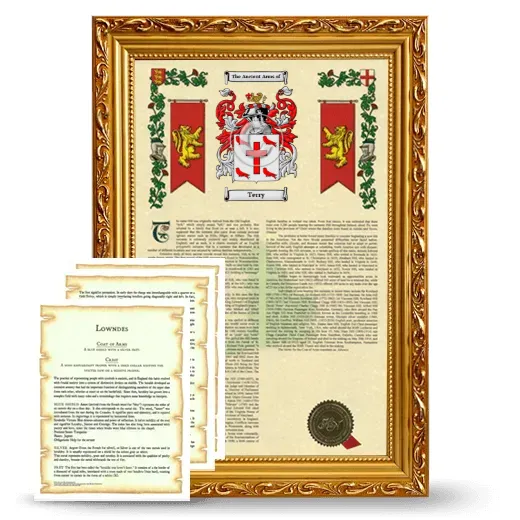Terry Framed Armorial History and Symbolism - Gold