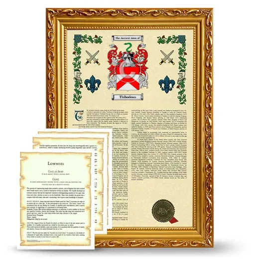 Thibodeau Framed Armorial History and Symbolism - Gold