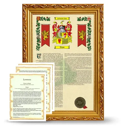 Thyne Framed Armorial History and Symbolism - Gold