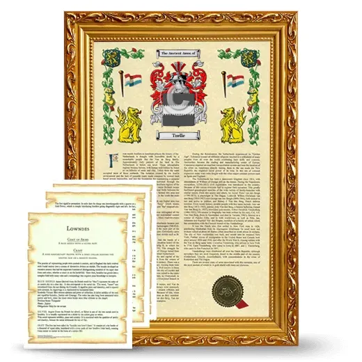 Trelle Framed Armorial History and Symbolism - Gold