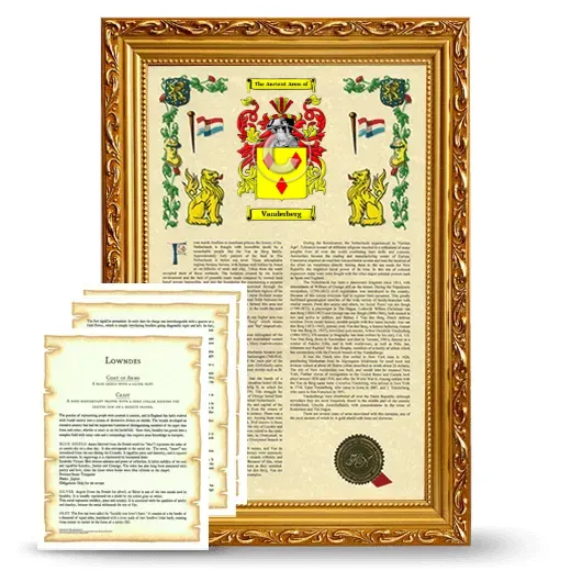 Vanderberg Framed Armorial History and Symbolism - Gold