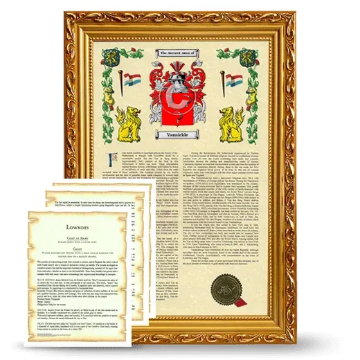 Vansickle Framed Armorial History and Symbolism - Gold