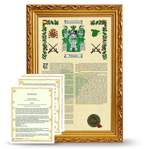 Velasques Framed Armorial History and Symbolism - Gold