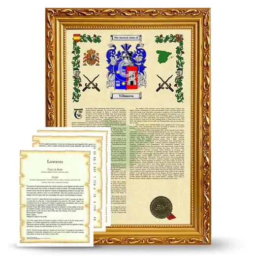 Villanova Framed Armorial History and Symbolism - Gold