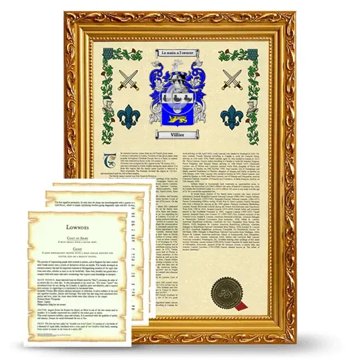 Villier Framed Armorial History and Symbolism - Gold