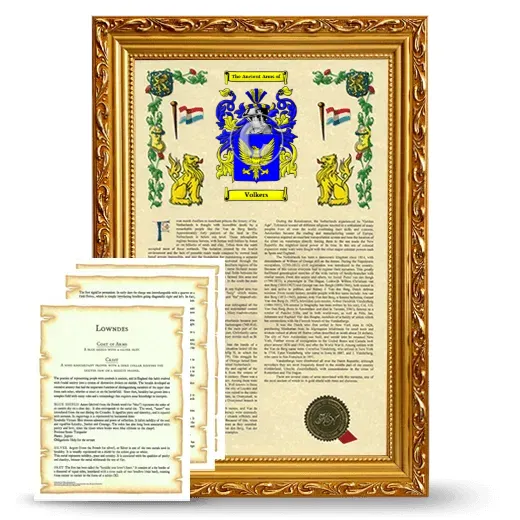 Volkers Framed Armorial History and Symbolism - Gold