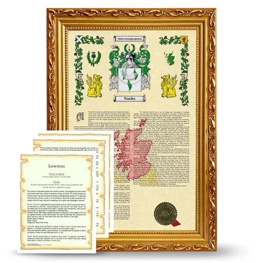 Vowles Framed Armorial History and Symbolism - Gold