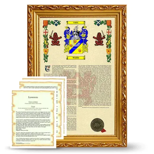 Waldie Framed Armorial History and Symbolism - Gold