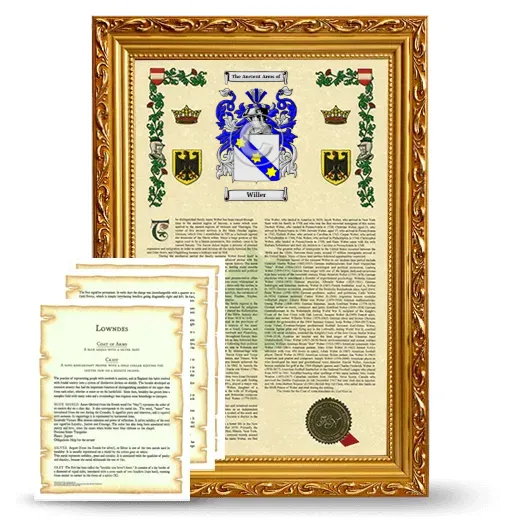 Willer Framed Armorial History and Symbolism - Gold