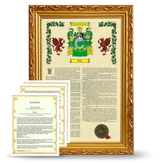 Won Framed Armorial History and Symbolism - Gold