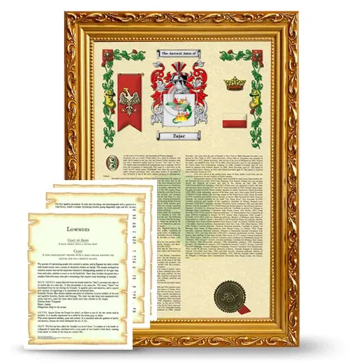 Zajac Framed Armorial History and Symbolism - Gold