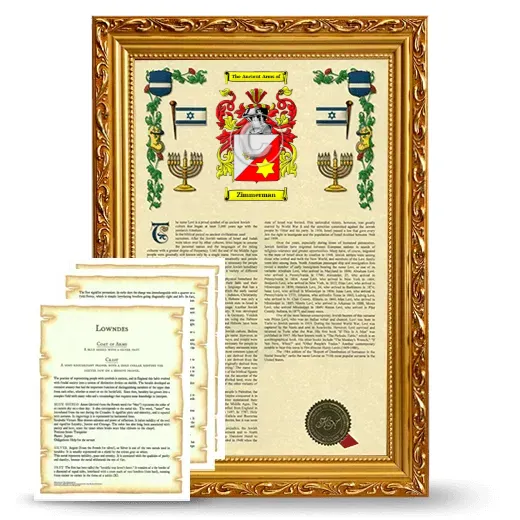 Zimmerman Framed Armorial History and Symbolism - Gold