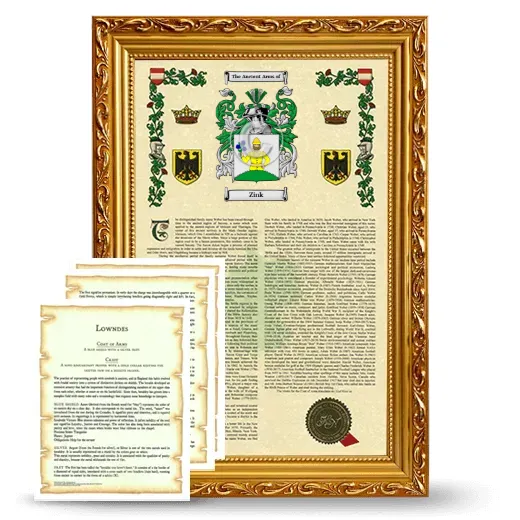 Zink Framed Armorial History and Symbolism - Gold