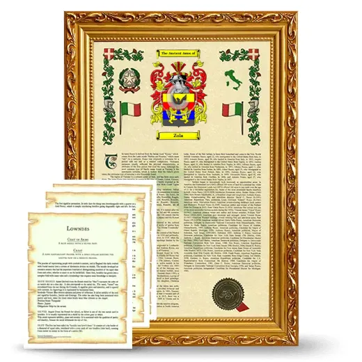 Zola Framed Armorial History and Symbolism - Gold