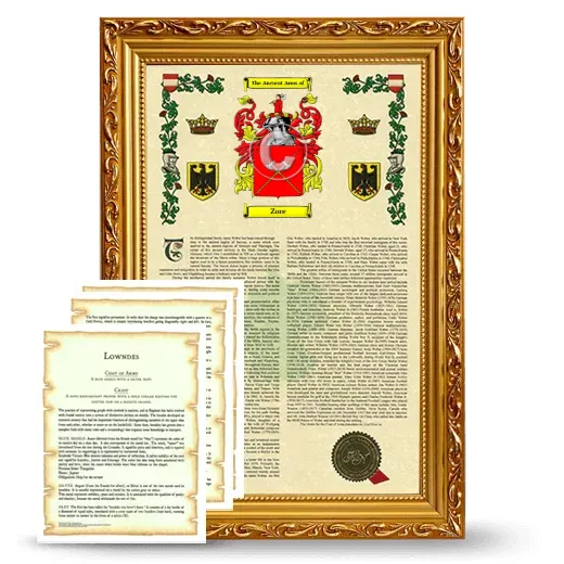 Zore Framed Armorial History and Symbolism - Gold