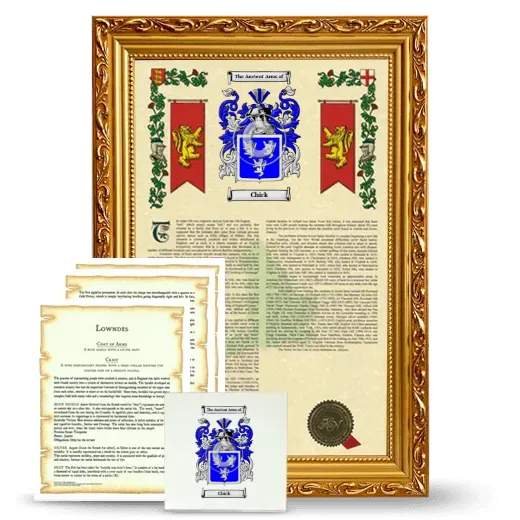 Chick Framed Armorial, Symbolism and Large Tile - Gold