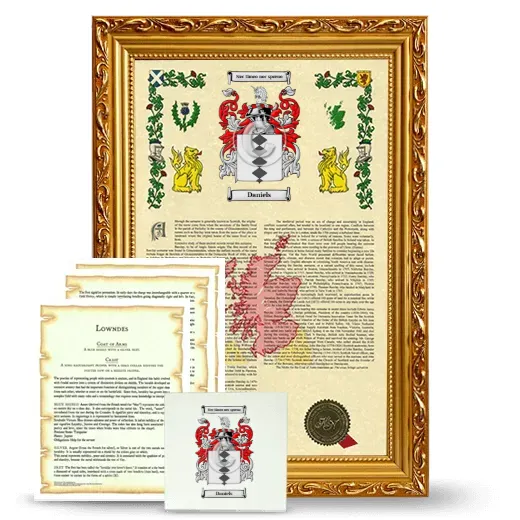 Daniels Framed Armorial, Symbolism and Large Tile - Gold
