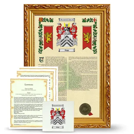 Repp Framed Armorial, Symbolism and Large Tile - Gold