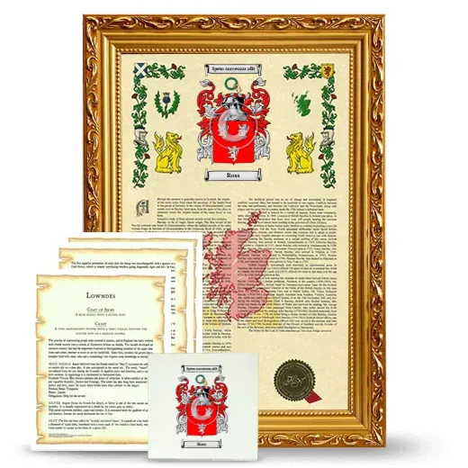 Ross Framed Armorial, Symbolism and Large Tile - Gold