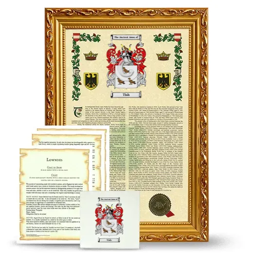 Tish Framed Armorial, Symbolism and Large Tile - Gold