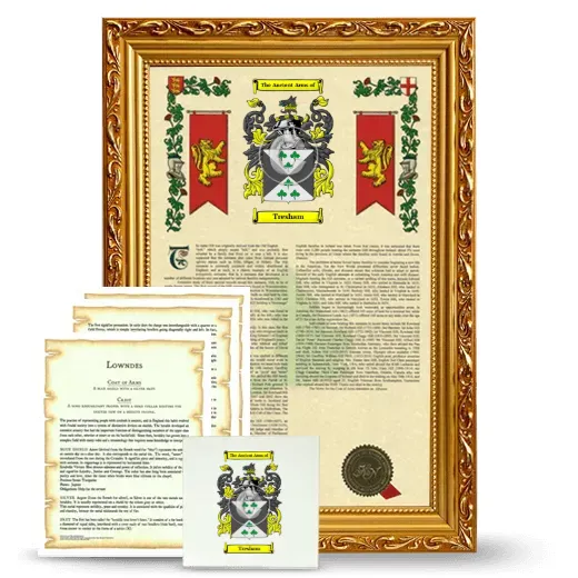 Tresham Framed Armorial, Symbolism and Large Tile - Gold