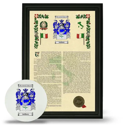 Anthony Framed Armorial History and Mouse Pad - Black