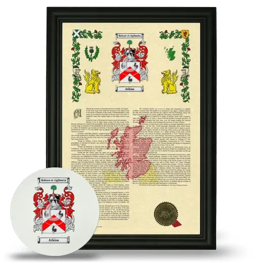 Atkins Framed Armorial History and Mouse Pad - Black