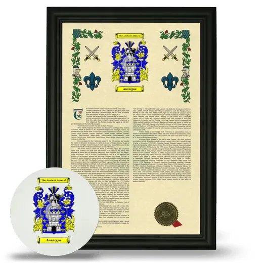 Auvergne Framed Armorial History and Mouse Pad - Black