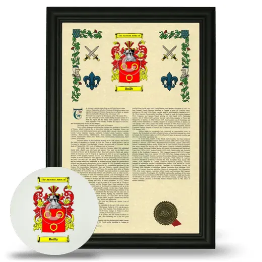 Bailly Framed Armorial History and Mouse Pad - Black
