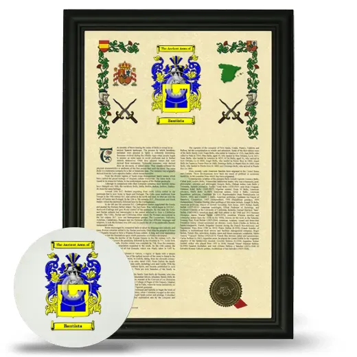 Bautista Framed Armorial History and Mouse Pad - Black