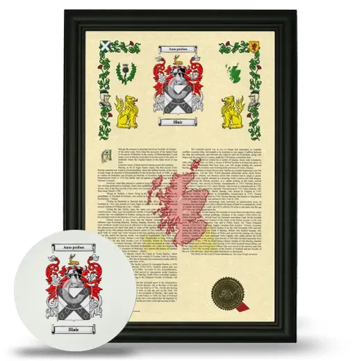 Blair Framed Armorial History and Mouse Pad - Black