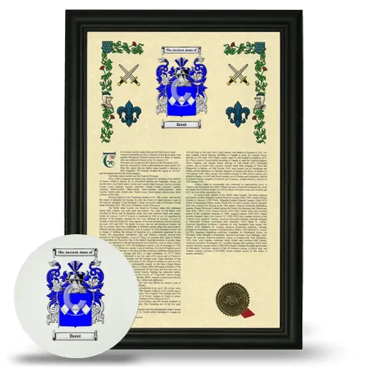 Brest Framed Armorial History and Mouse Pad - Black