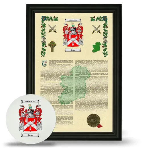 Byrne Framed Armorial History and Mouse Pad - Black