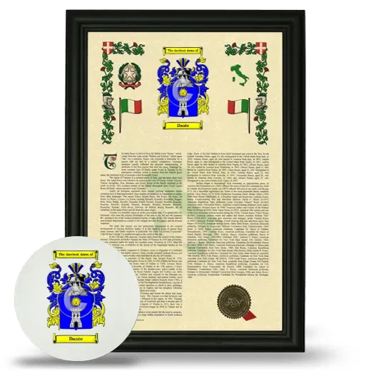 Dante Framed Armorial History and Mouse Pad - Black