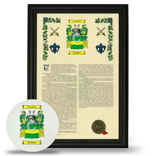 De forest Framed Armorial History and Mouse Pad - Black