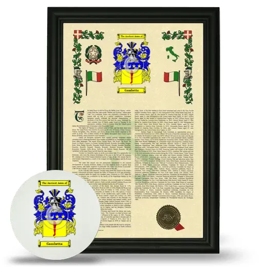 Gambetta Framed Armorial History and Mouse Pad - Black
