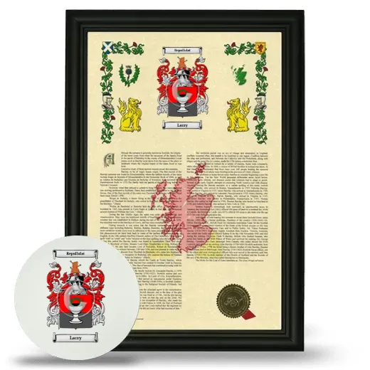 Larry Framed Armorial History and Mouse Pad - Black