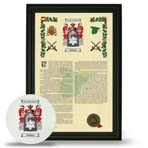 Madrigal Framed Armorial History and Mouse Pad - Black
