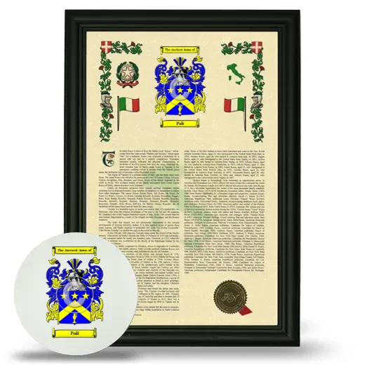 Poli Framed Armorial History and Mouse Pad - Black