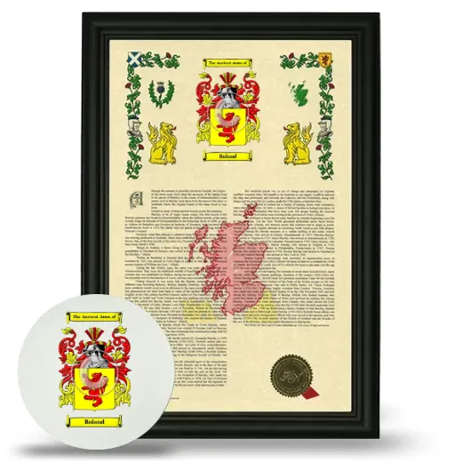 Roland Framed Armorial History and Mouse Pad - Black