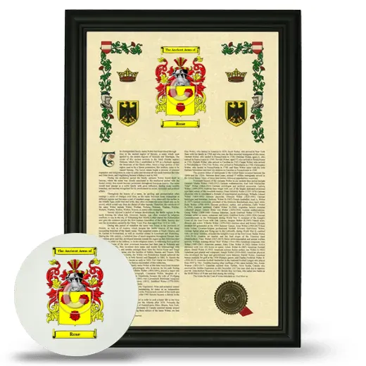 Rose Framed Armorial History and Mouse Pad - Black