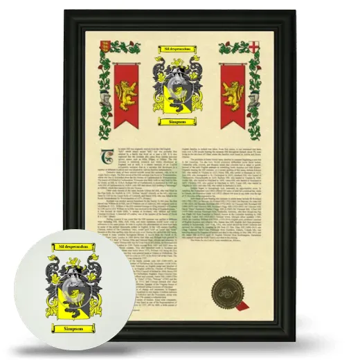 Simpson Framed Armorial History and Mouse Pad - Black