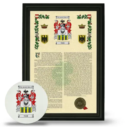 Urick Framed Armorial History and Mouse Pad - Black