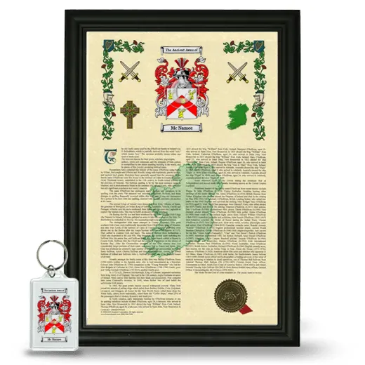 Mc Namee Framed Armorial History and Keychain - Black