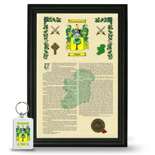 O'Boyle Framed Armorial History and Keychain - Black